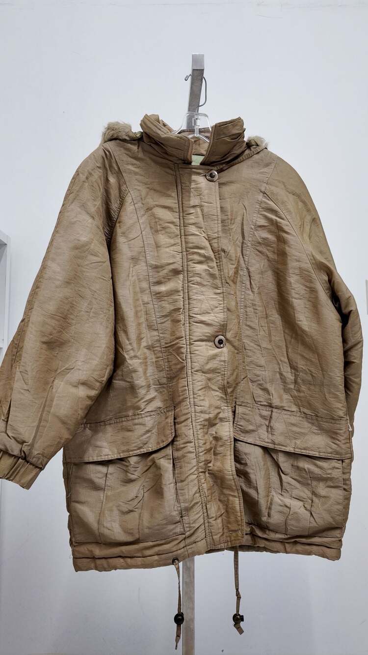 Vintage P.A. Originals Faux Fur Trim Hooded Parka - Tan/Bronze (Size M)